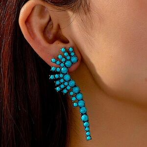 Bohemian Handmade Turquoise Dangle Earrings, Boho , Western, B…